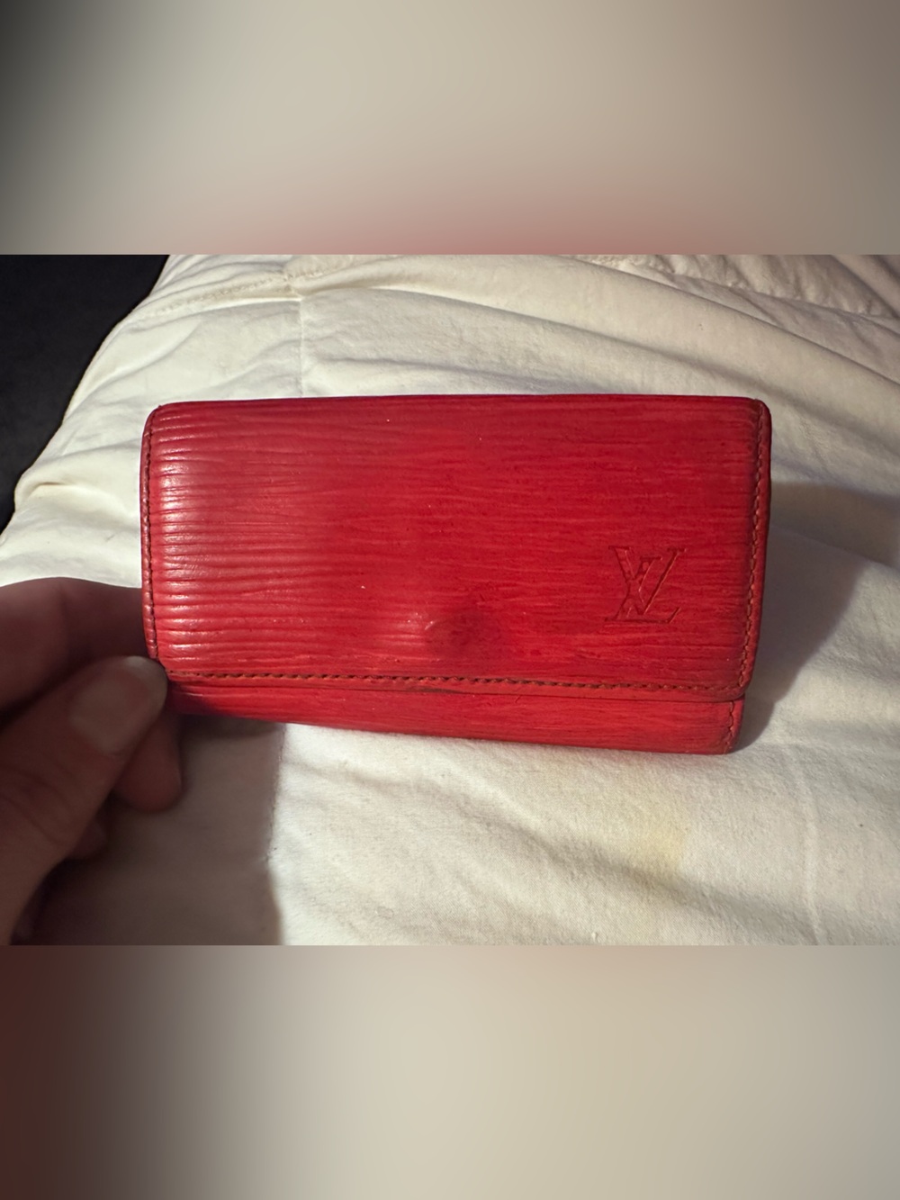 Louis Vuitton Red Leather Key Holder with Gold Hardware